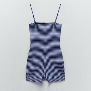 Zara Striped Spaghetti strap Romper Shorts